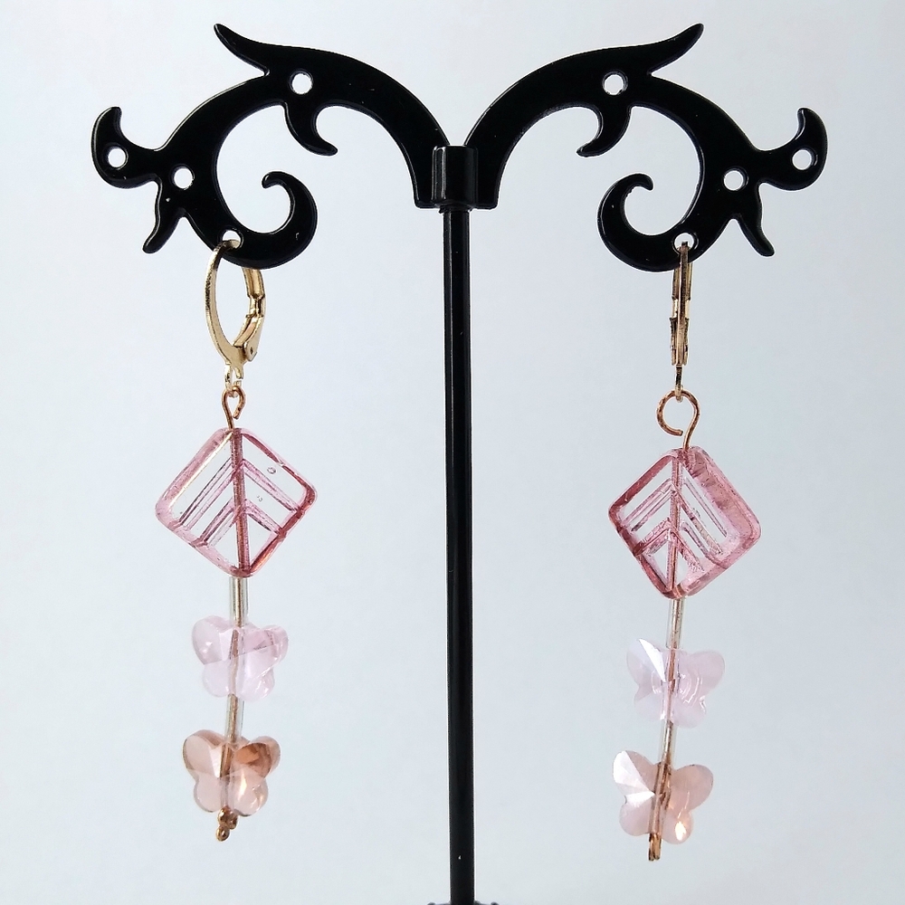 Stunning Pink Butterfly Dangling Earrings